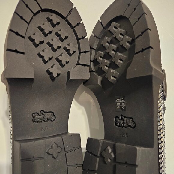 Coach Women's Leah Crystal Platform Lug Loafer Flats Size 8.5 - Picture 3 of 7